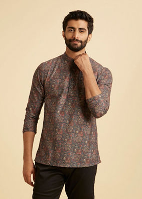 Manyavar Men Blue Resplendence Kurta