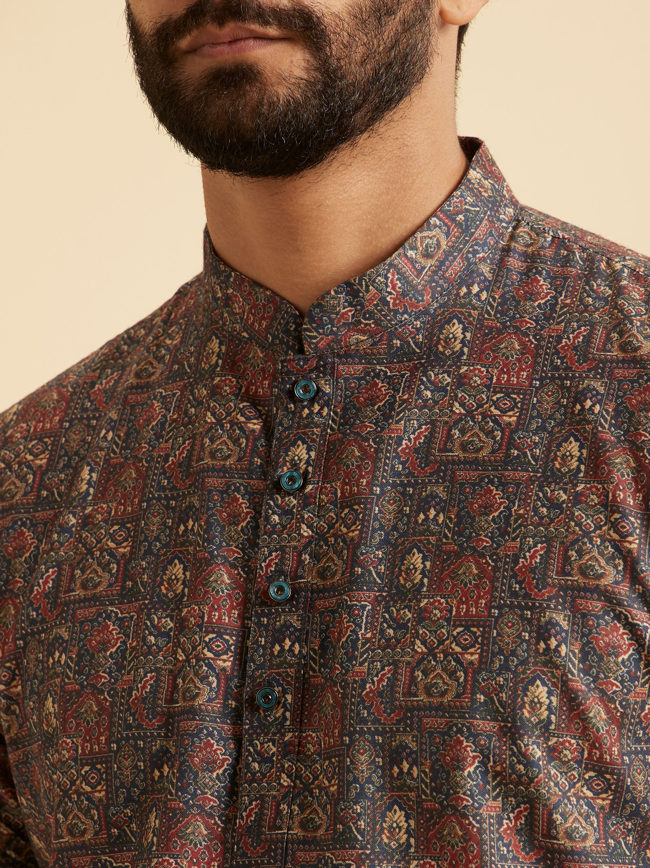 Manyavar Men Blue Resplendence Kurta