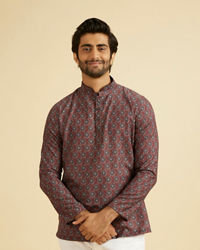 Manyavar Men Wine Resplendence Kurta