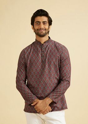 Manyavar Men Wine Resplendence Kurta