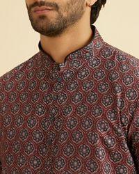 Manyavar Men Wine Resplendence Kurta