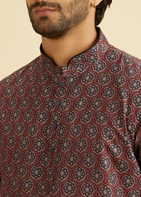 Manyavar Men Wine Resplendence Kurta