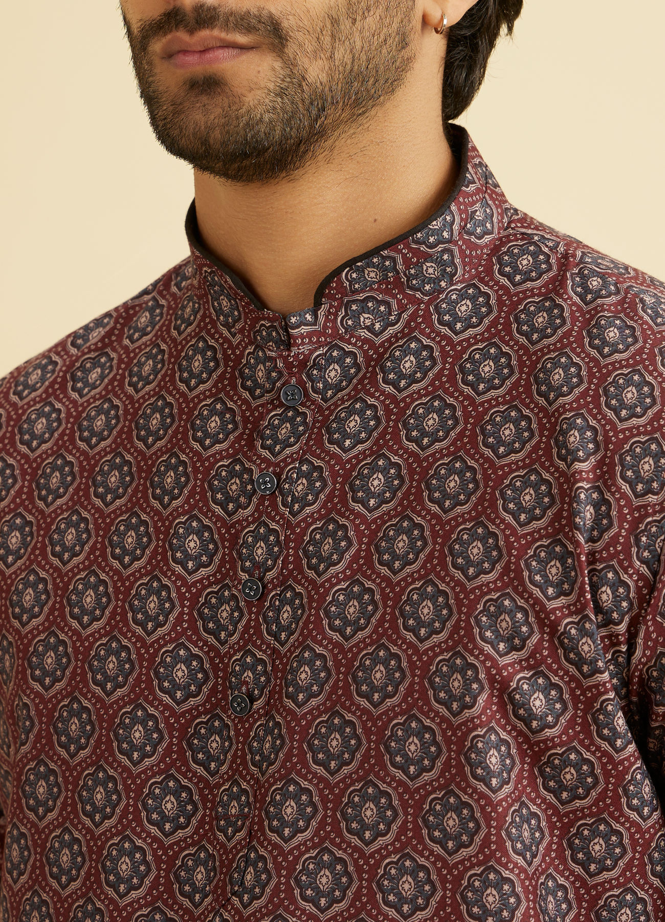 Manyavar Men Wine Resplendence Kurta