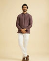 Manyavar Men Wine Resplendence Kurta