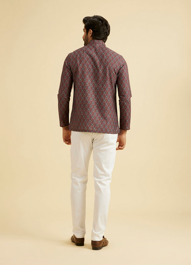 Manyavar Men Wine Resplendence Kurta