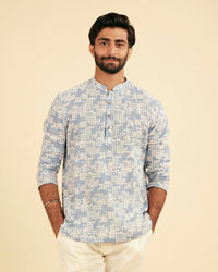 Manyavar Men Light Blue Enchantment Cotton Kurta