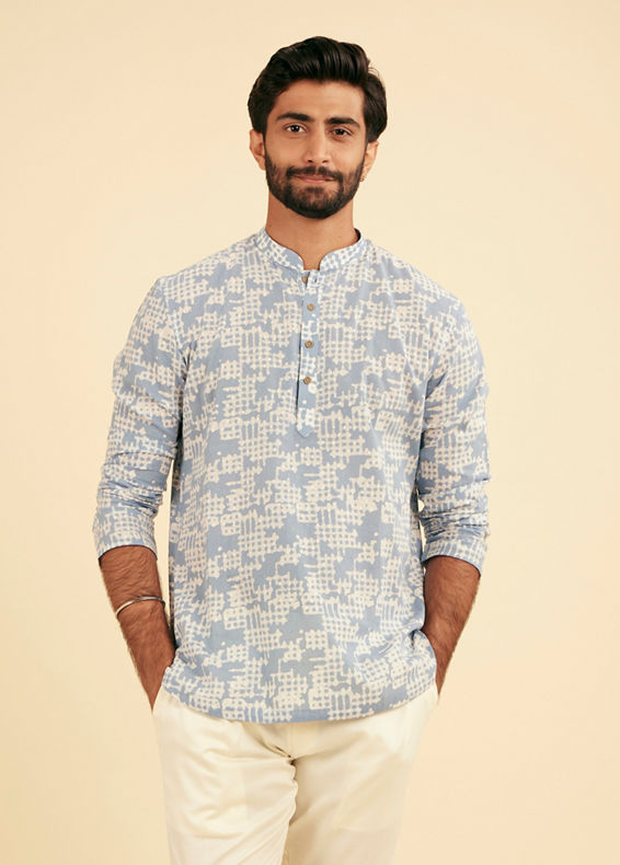 Manyavar Men Light Blue Enchantment Cotton Kurta