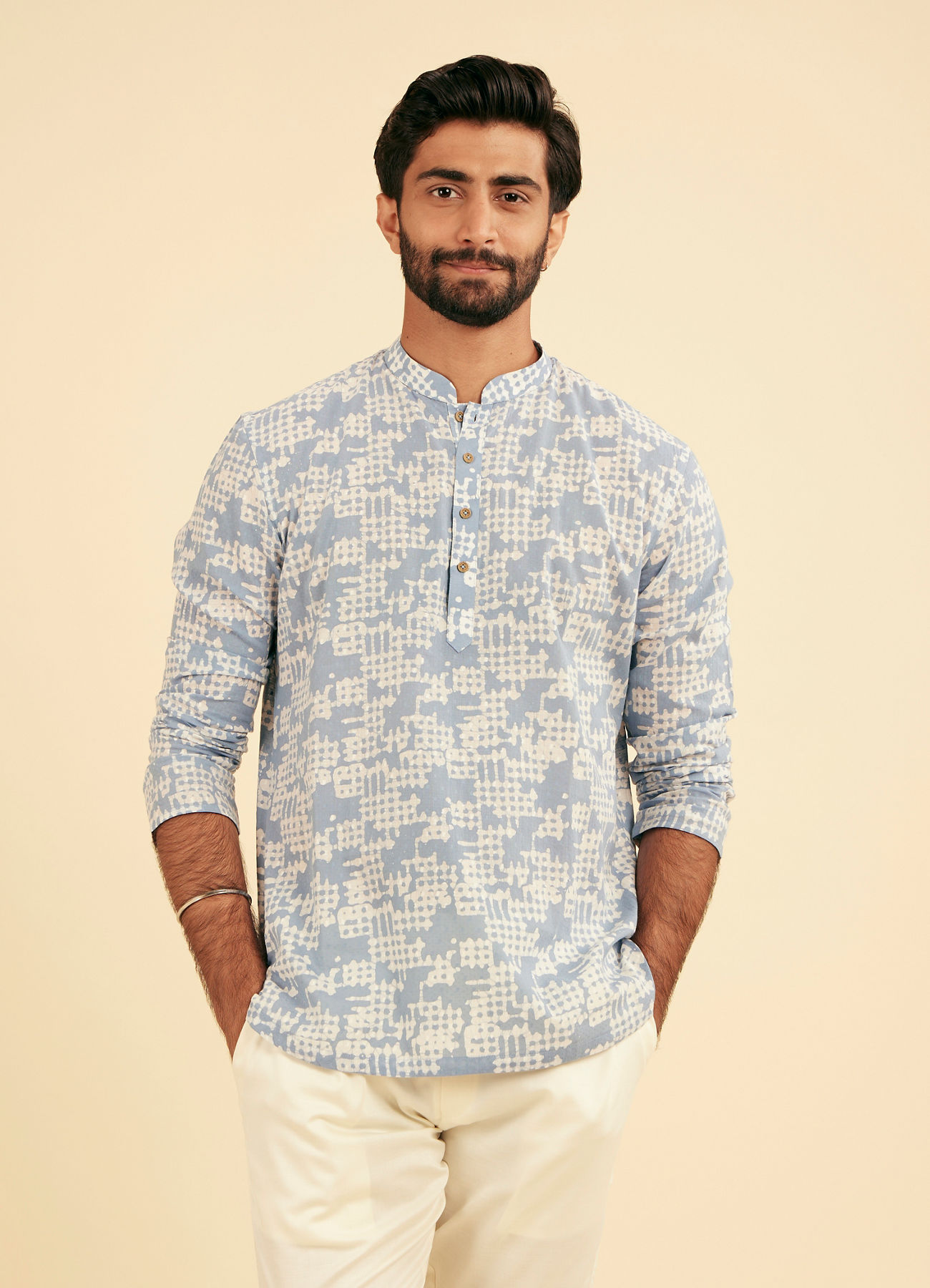Manyavar Men Light Blue Enchantment Cotton Kurta