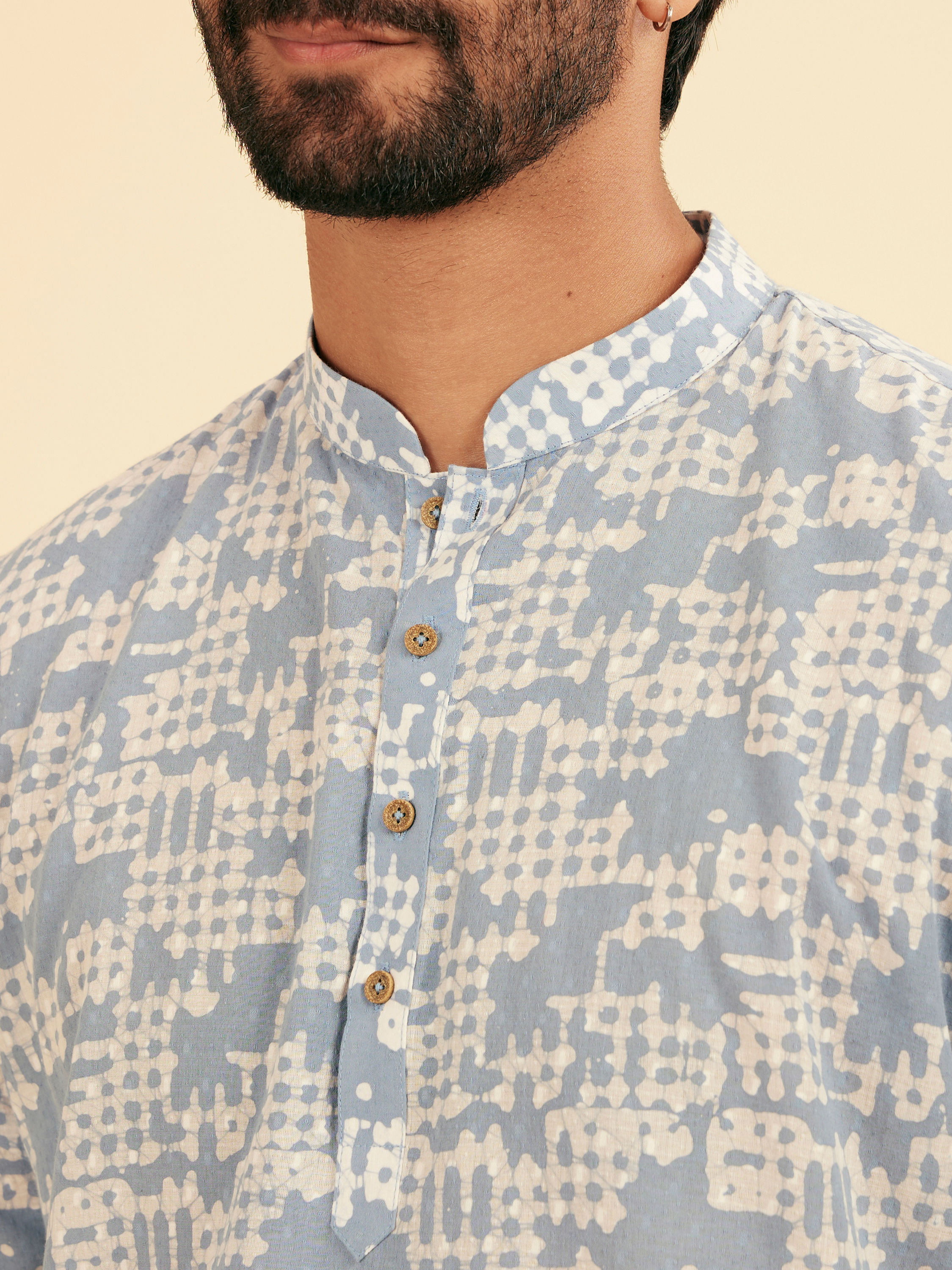 Manyavar Men Light Blue Enchantment Cotton Kurta