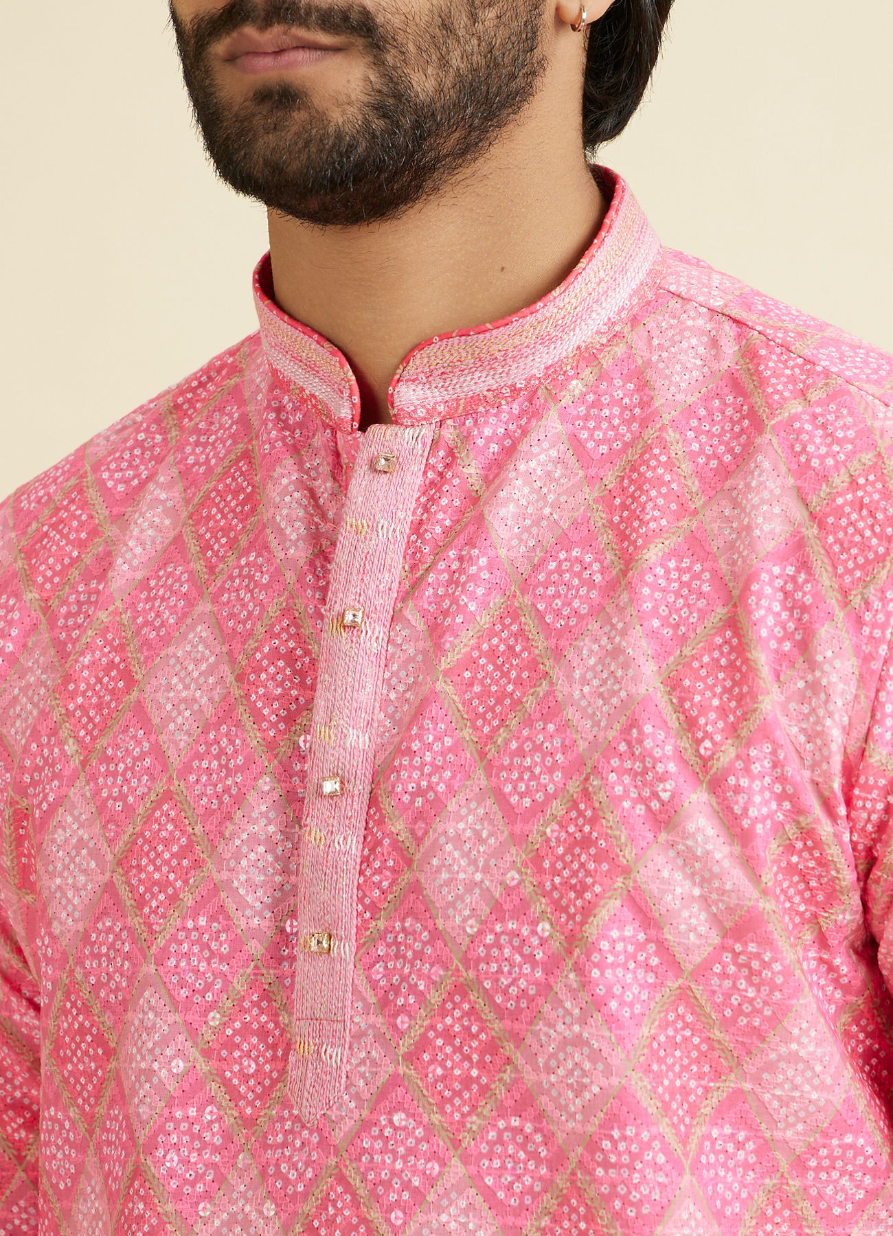 Manyavar Men Pink Elegance Short Kurta