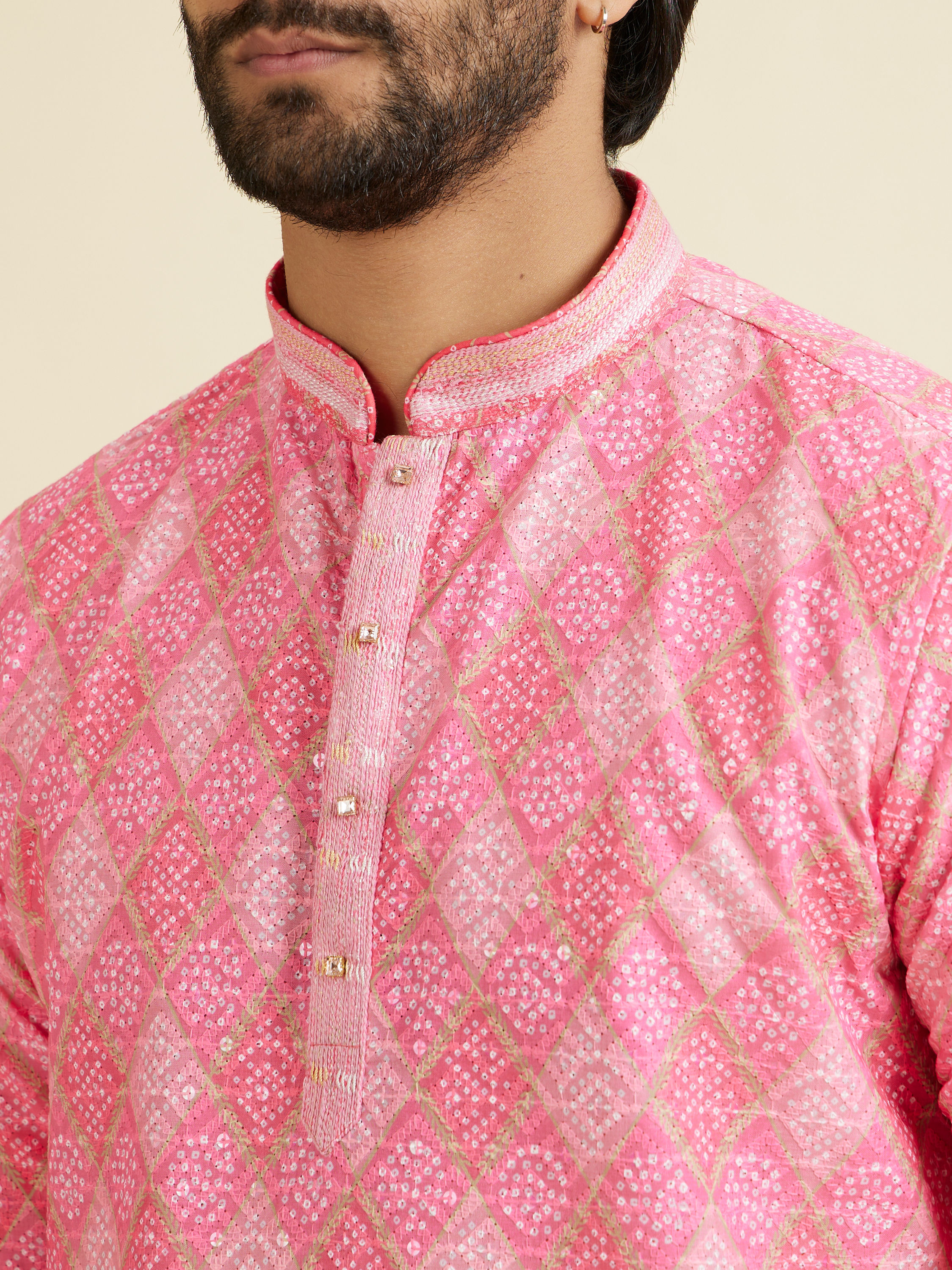 Manyavar Men Pink Elegance Short Kurta