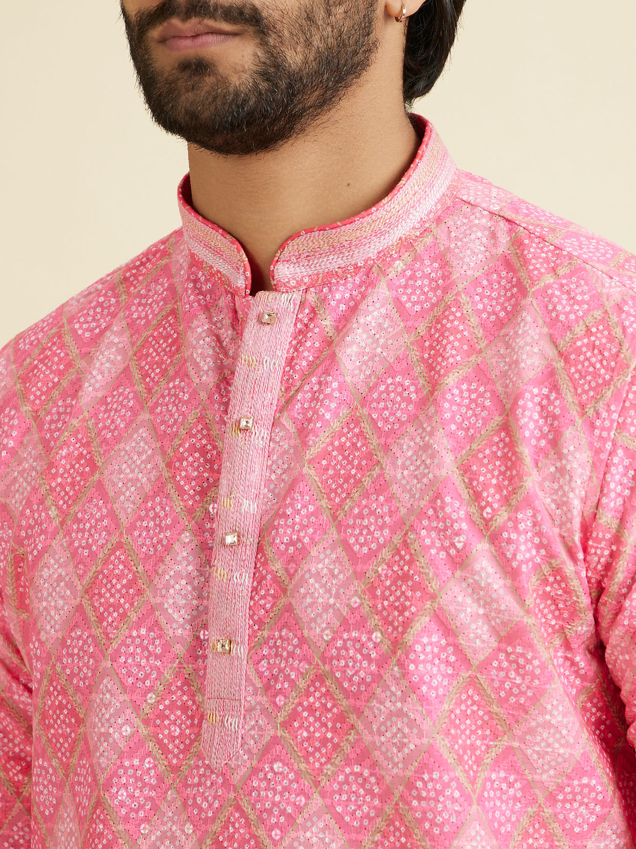 Manyavar Men Pink Elegance Short Kurta
