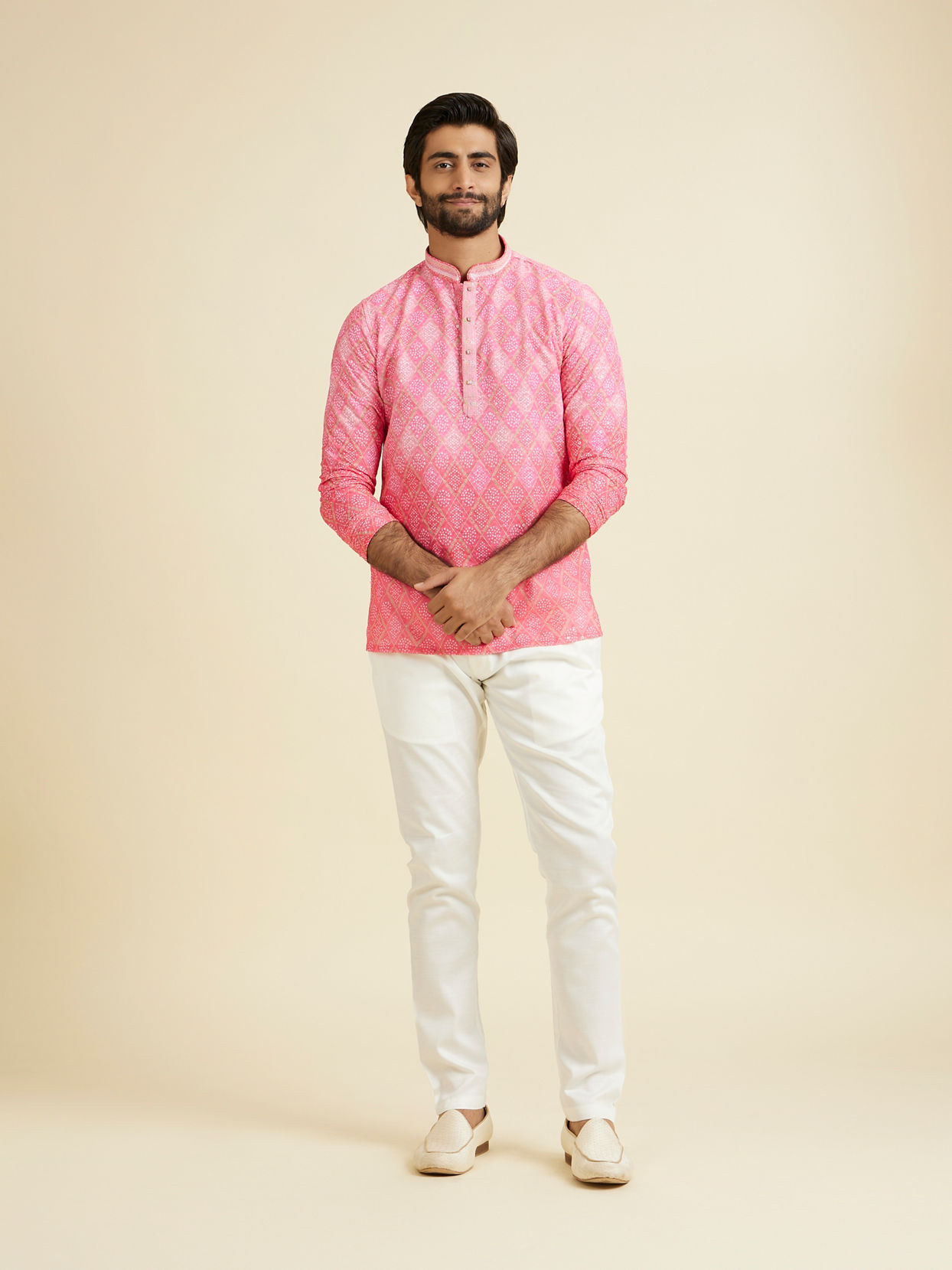 Manyavar Men Pink Elegance Short Kurta