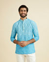 Manyavar Men Light Blue Bliss Short Kurta