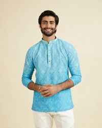 Manyavar Men Light Blue Bliss Short Kurta