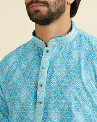 Manyavar Men Light Blue Bliss Short Kurta