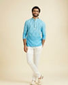 Manyavar Men Light Blue Bliss Short Kurta