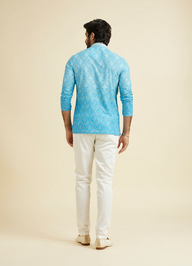Manyavar Men Light Blue Bliss Short Kurta