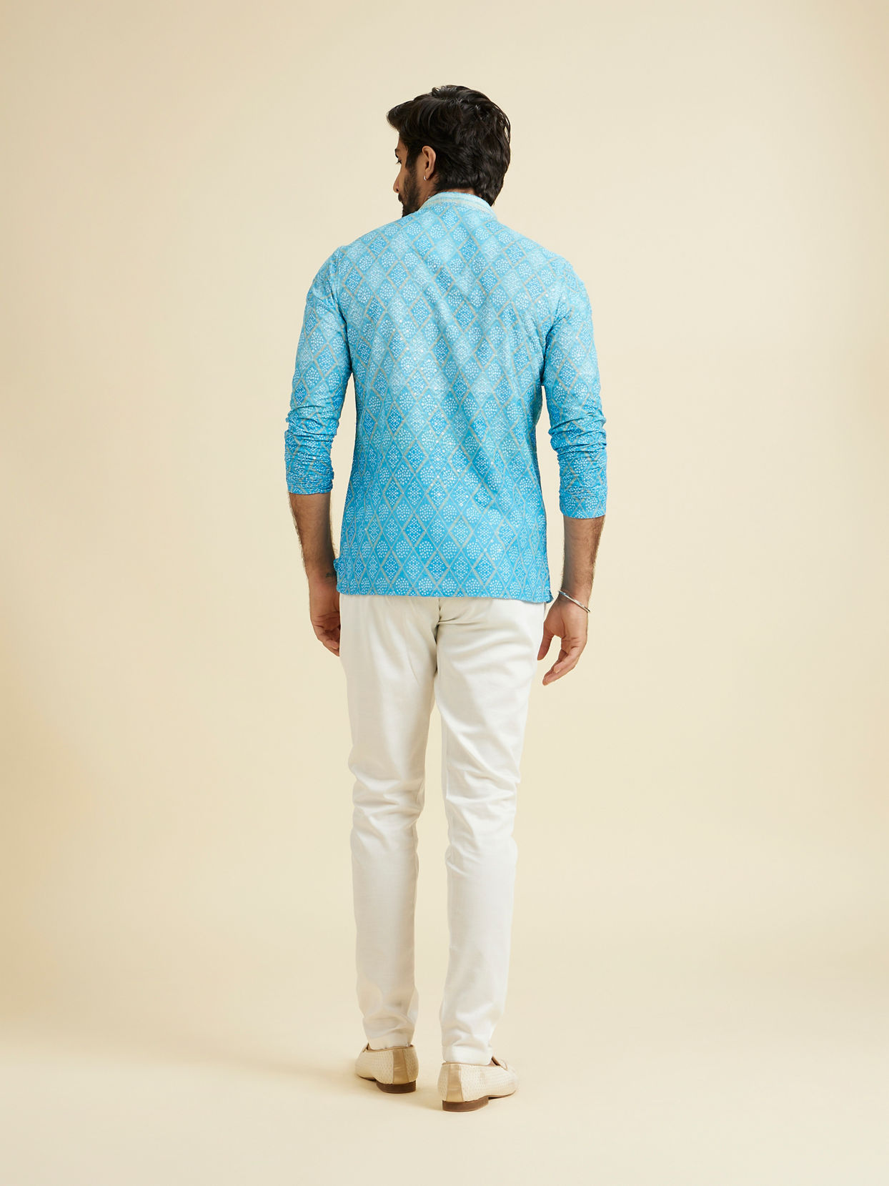 Manyavar Men Light Blue Bliss Short Kurta