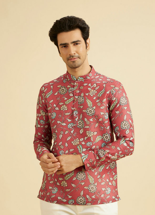 Manyavar Men Elegant Rust Viscose Kurta