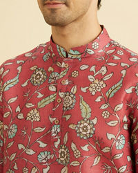 Manyavar Men Elegant Rust Viscose Kurta