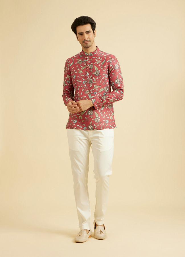 Manyavar Men Elegant Rust Viscose Kurta