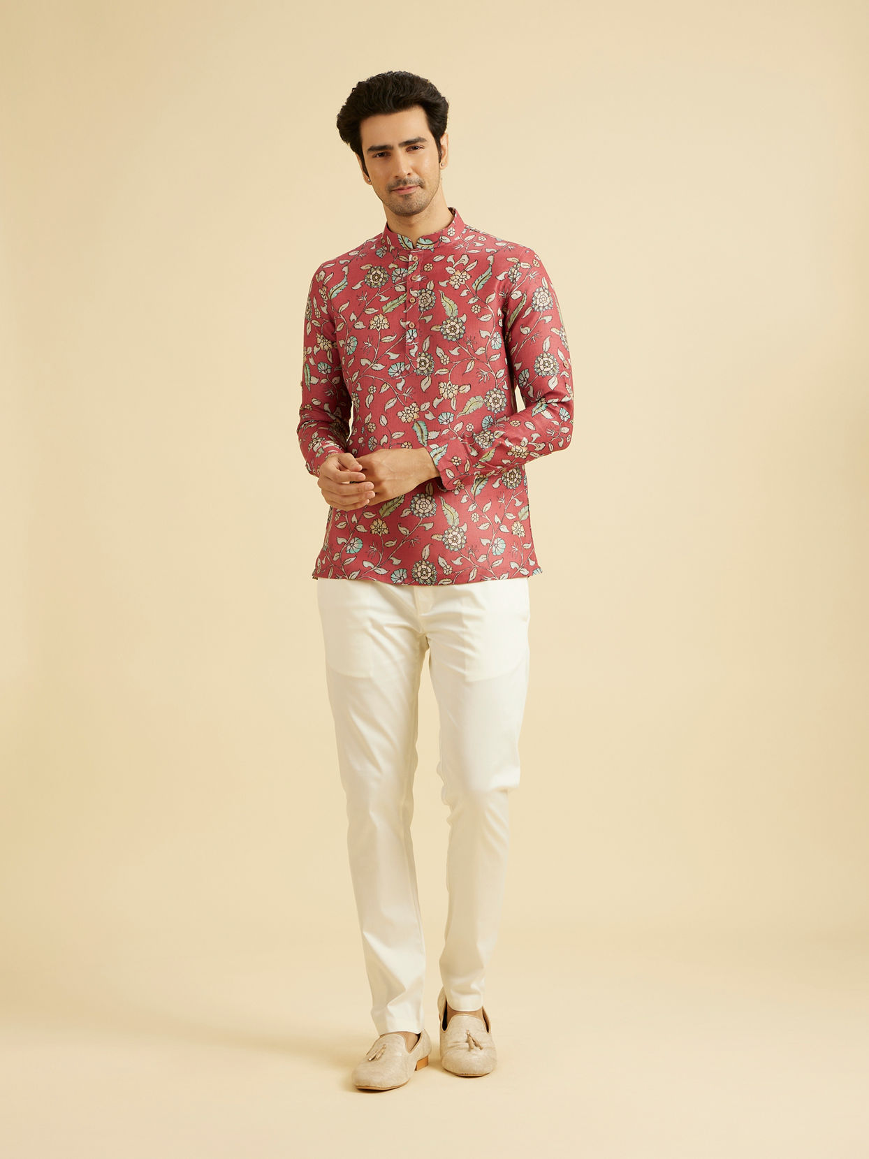 Manyavar Men Elegant Rust Viscose Kurta