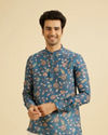 Manyavar Men Radiant Mid Blue Expression Kurta