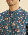 Manyavar Men Radiant Mid Blue Expression Kurta