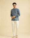 Manyavar Men Radiant Mid Blue Expression Kurta