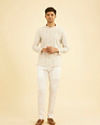 Manyavar Men Pista Green Paisley Embroidered Short Kurta with Sequin Work