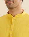 Manyavar Men Mustard Yellow Crushed Pattern Short Kurta