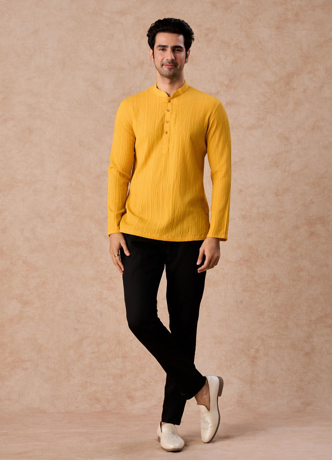 Manyavar Men Radiant Mustard Short Kurta