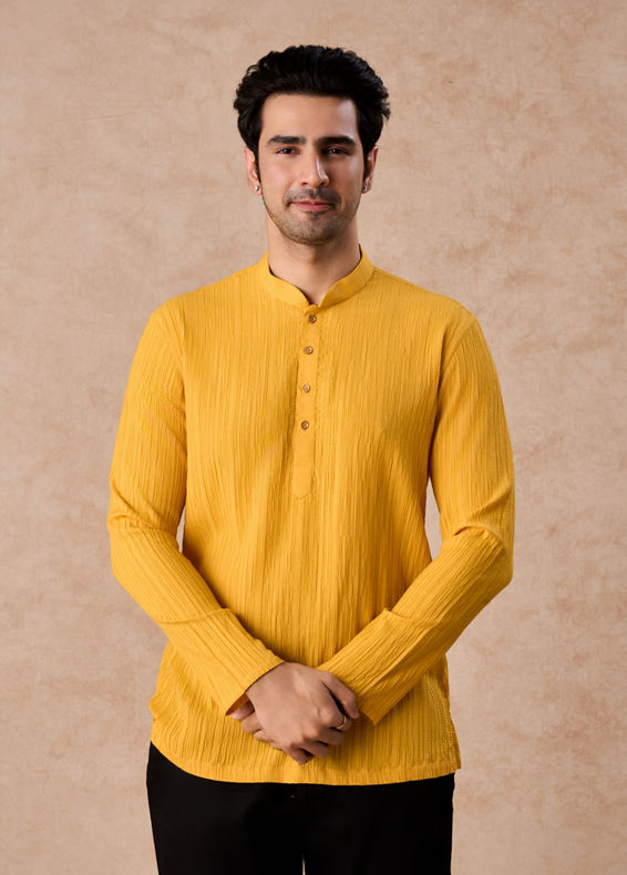 Manyavar Men Radiant Mustard Short Kurta