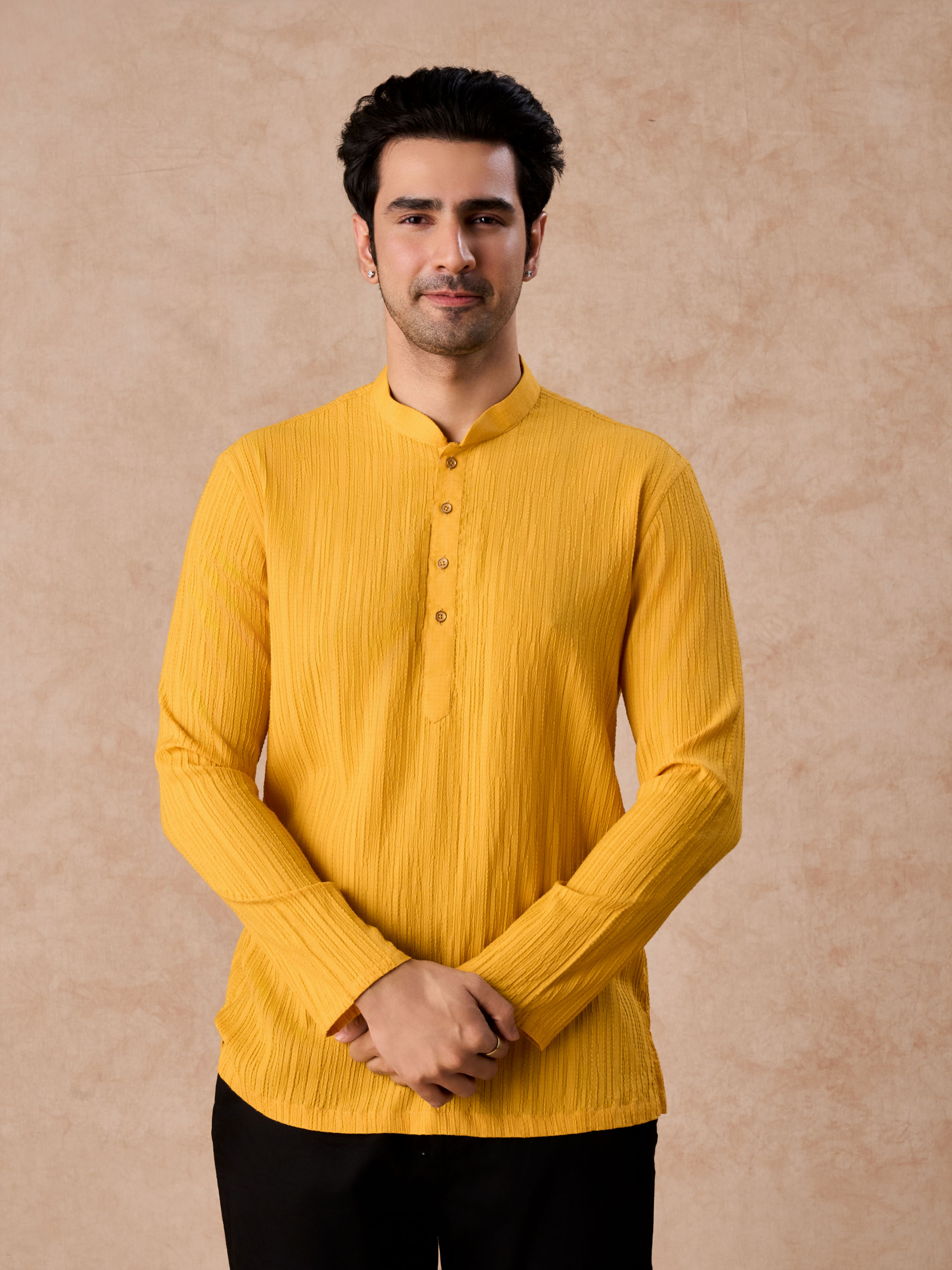 Manyavar Men Radiant Mustard Short Kurta