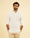 Snow White Self Textured Short Kurta