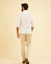 Manyavar Men Snow White Self Textured Short Kurta