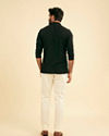 Manyavar Men Ebony Black Linear Patterned Short Kurta