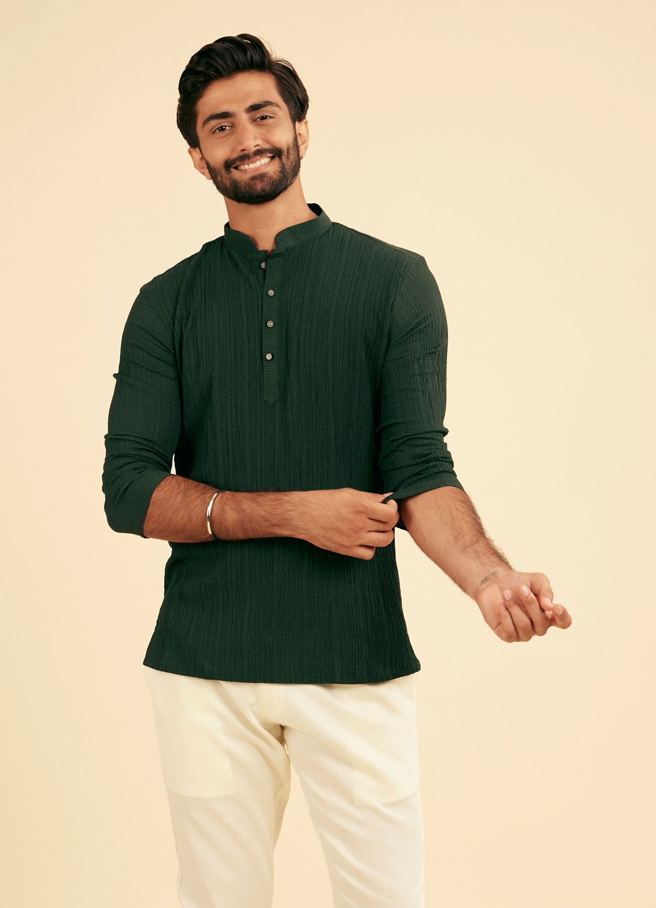 Manyavar Men Emerald Allure Short Kurta