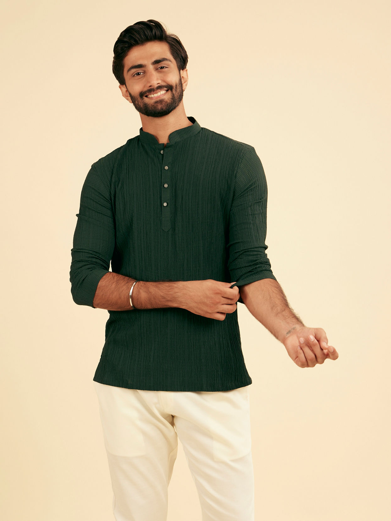Manyavar Men Emerald Allure Short Kurta