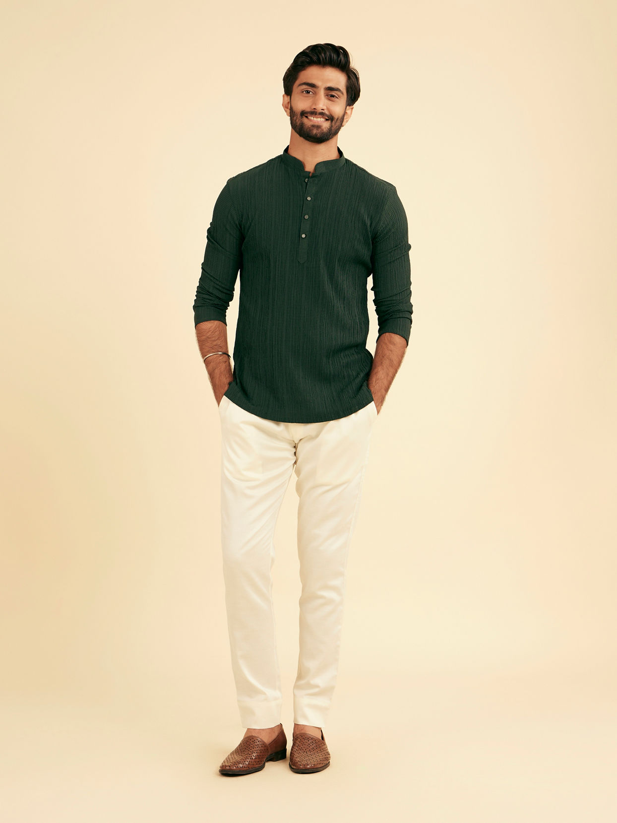 Manyavar Men Emerald Allure Short Kurta