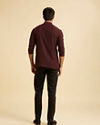 Manyavar Men Wine Red Self Textured Short Kurta