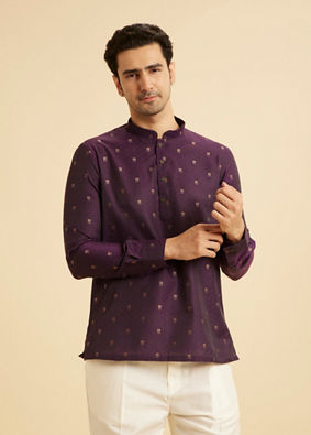 Manyavar Men Purple Majesty Short Kurta