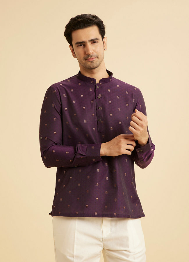 Manyavar Men Purple Majesty Short Kurta
