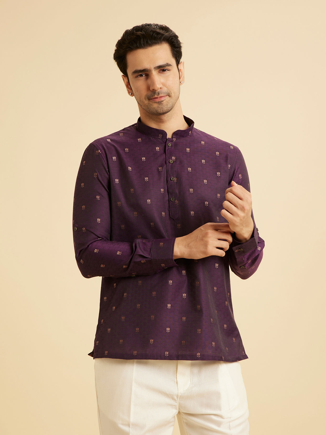 Manyavar Men Purple Majesty Short Kurta