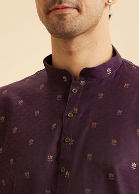 Manyavar Men Purple Majesty Short Kurta