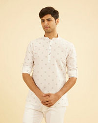 Manyavar Men Elegant White Short Kurta