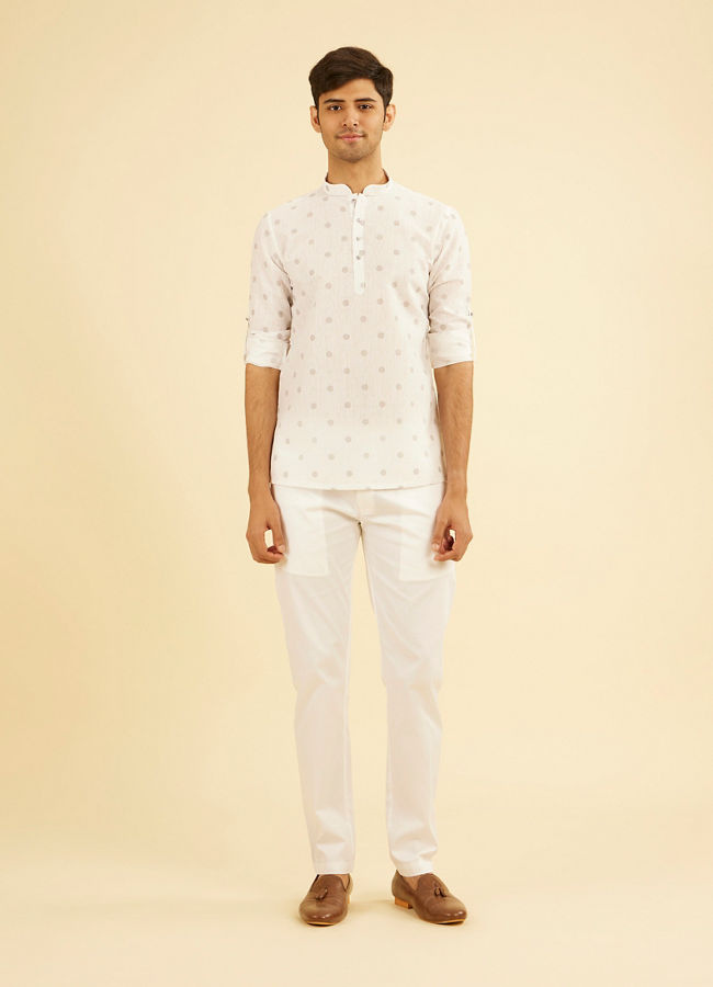Manyavar Men Elegant White Short Kurta
