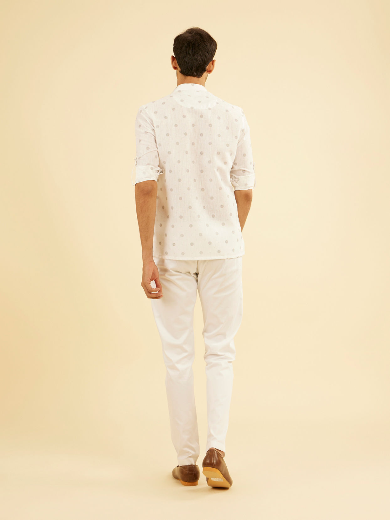Manyavar Men Elegant White Short Kurta