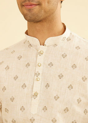 Manyavar Men Beige Elegance Short Kurta